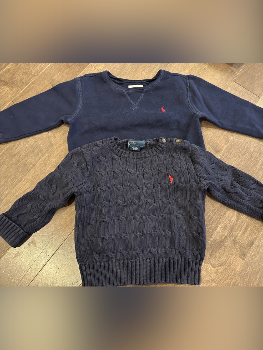 Polo by Ralph Lauren Navy Cable Knit Crewneck Sweater with Red Pony